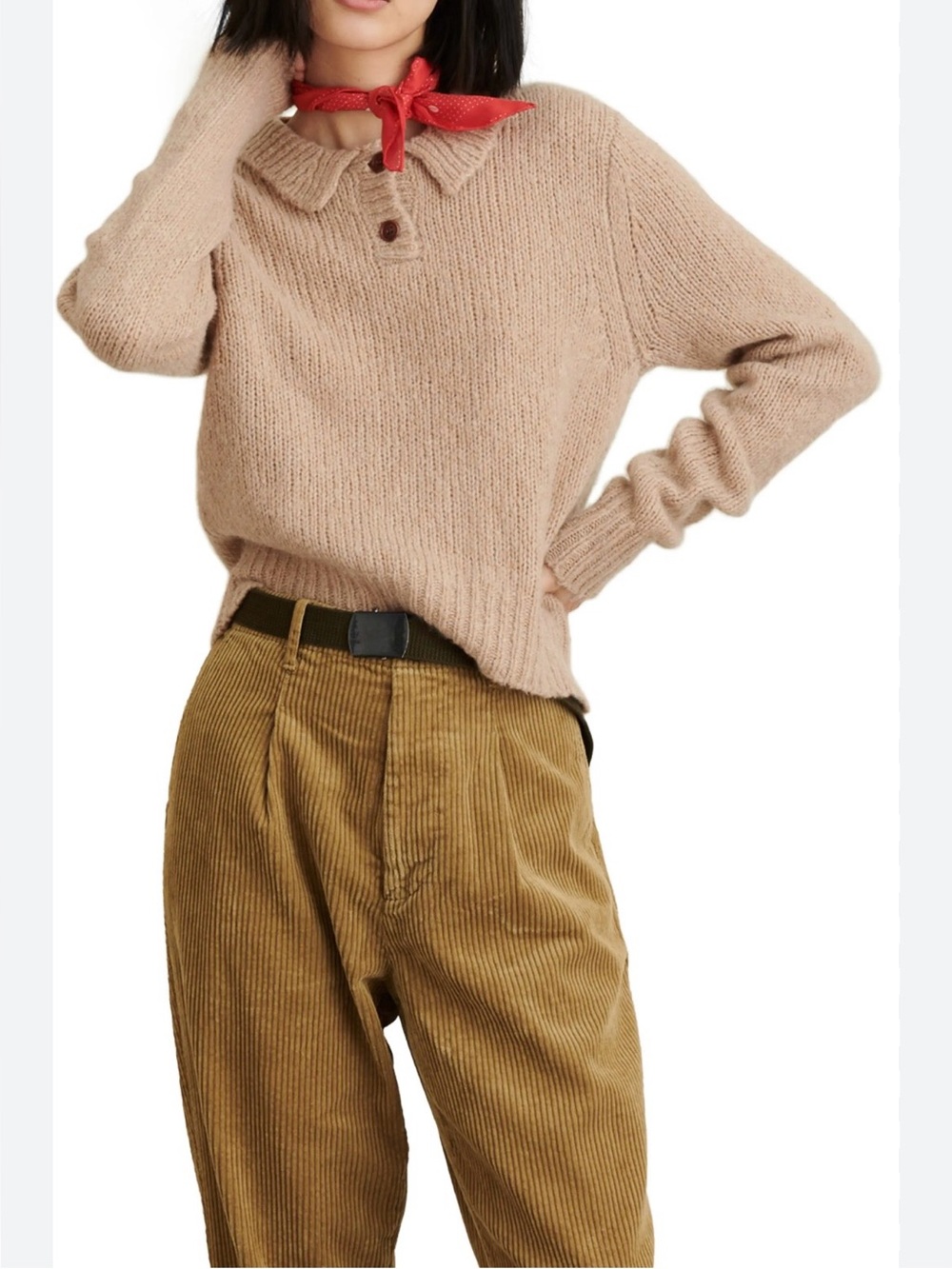 Alex Mill Wool Cashmere Blend Henley Knit Sweater Size M Collared Pullover